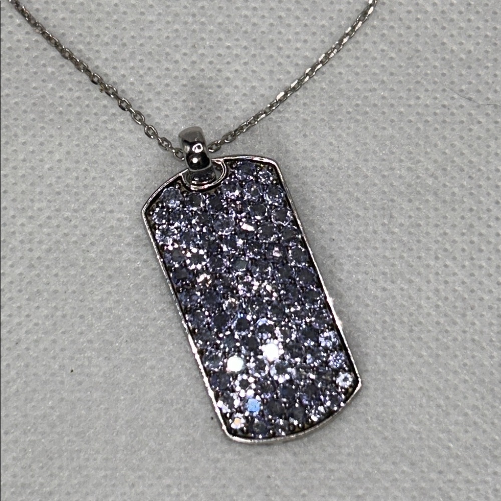 NWOT Sterling Silver Genuine Tanzanite Gemstone Dog Tag Necklace By NYC 11